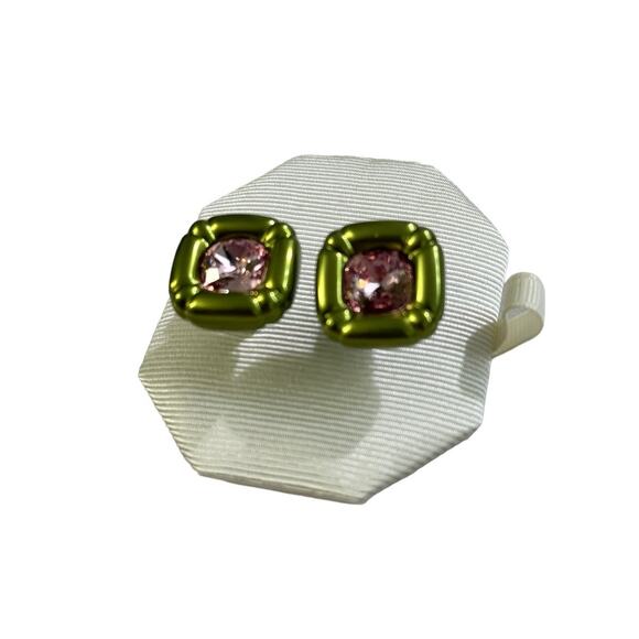 Swarovski Dulcis stud earrings Cushion cut, Green New - Picture 7 of 8